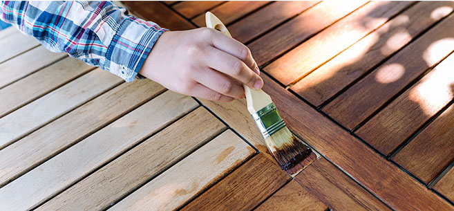 patio deck being varnished
